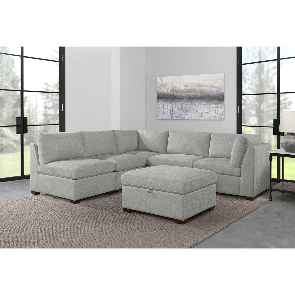 Thomasville Rockford Grey Modular Sofa with Power Footrest