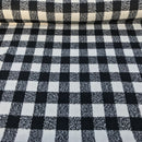 Schwarzer Tweed-Wollmischstoff mit Hahnentrittmuster, Blau