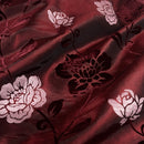 Wine/Red Velvet Flock Taffeta Fabric Silver Floral Roses Dress Material 150cm