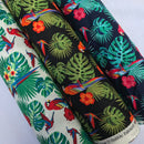 Rose & Hubble 100% Cotton Poplin Fabric – Tropical Parrot & Palm Leaf Print – Jungle Floral Dressmaking Fabric