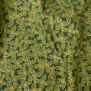 Christmas Hollies Berries Cotton Poplin Rose & Hubble Fabric, Bottle Green