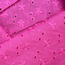 2 Hole Floral Broderie Anglaise 100% Cotton Fabric Dress 54”- Hot Pink - Bull Ring Fabrics