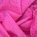 2 Hole Floral Broderie Anglaise 100% Cotton Fabric Dress 54”- Hot Pink - Bull Ring Fabrics