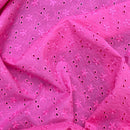 2 Hole Floral Broderie Anglaise 100% Cotton Fabric Dress 54”- Hot Pink - Bull Ring Fabrics