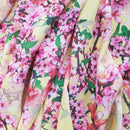 Peach Blossom Floral Flowers Bubble Crepe Dress Fabric, Yellow