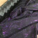 Black Purple Metallic Satin Fabric Zebra Print Bonded Dress Material