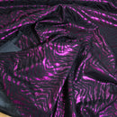 Black Cerise Metallic Satin Fabric Zebra Print Bonded Dress Material