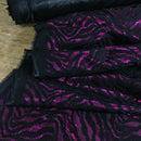 Black Cerise Metallic Satin Fabric Zebra Print Bonded Dress Material