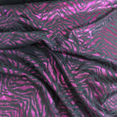 Black Cerise Metallic Satin Fabric Zebra Print Bonded Dress Material