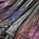 Black Purple Metallic Satin Fabric Zebra Print Bonded Dress Material