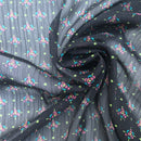 Black Sheer Chiffon Fabric Pink Floral Print Dress Scarf Hijab