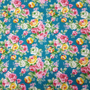 Floral Polycotton Fabric – Vintage Rose Print On Teal Green | 45” Wide Sewing & Craft Material