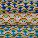 Rainbow In Clouds Polycotton Craft Dress Fabric 45", Pink