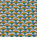 Rainbow In Clouds Polycotton Craft Dress Fabric 45", Turquoise