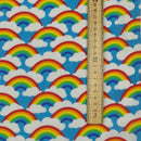 Rainbow In Clouds Polycotton Craft Dress Fabric 45", Turquoise