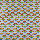 Rainbow In Clouds Polycotton Craft Dress Fabric 45", Pink