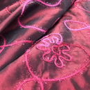 Ribbon Sunflower Floral Taffeta Dress Fabric 60", Wine Shot Black