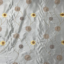 Ivory Embroidered Taffeta Fabric with Gold Circle Pattern 150cm Wide