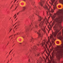 Wine Red Embroidered Taffeta Fabric Gold Circle Pattern 150cm