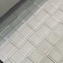 Heavy Vinyl Faux Leather Square Box Quilted Fabric 54", Ivory/Cream