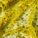 Metallic Glitter Gold Hearts Organza Fabric Dress Draping 150cm, Yellow