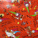 Christmas Oilcloth PVC ‘Let it Snow’ Xmas Tablecloth Fabric, Red