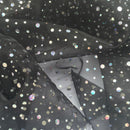 20m Black Sparkle Sequins Hologram Spot Organza Fabric - Bull Ring Fabrics