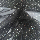 20m Black Sparkle Sequins Hologram Spot Organza Fabric - Bull Ring Fabrics