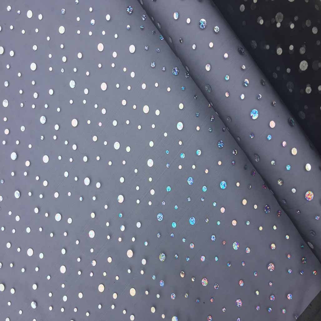 20m Black Sparkle Sequins Hologram Spot Organza Fabric - Bull Ring Fabrics