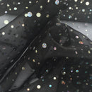 20m Black Sparkle Sequins Hologram Spot Organza Fabric - Bull Ring Fabrics