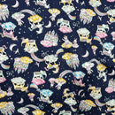 20m Unicorn & Elephants In Clouds Rose & Hubble Cotton Poplin Fabric 45", Navy - Bull Ring Fabrics