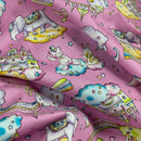 20m Unicorn & Elephants In Clouds Rose & Hubble Cotton Poplin Fabric 45", Pink - Bull Ring Fabrics