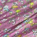 20m Unicorn & Elephants In Clouds Rose & Hubble Cotton Poplin Fabric 45", Pink - Bull Ring Fabrics