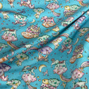20m Unicorn & Elephants In Clouds Rose & Hubble Cotton Poplin Fabric 45", Turquoise - Bull Ring Fabrics