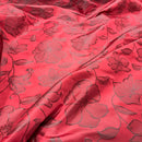 Grey Floral Upholstery Curtain Brocade Fabric 140cm, Red