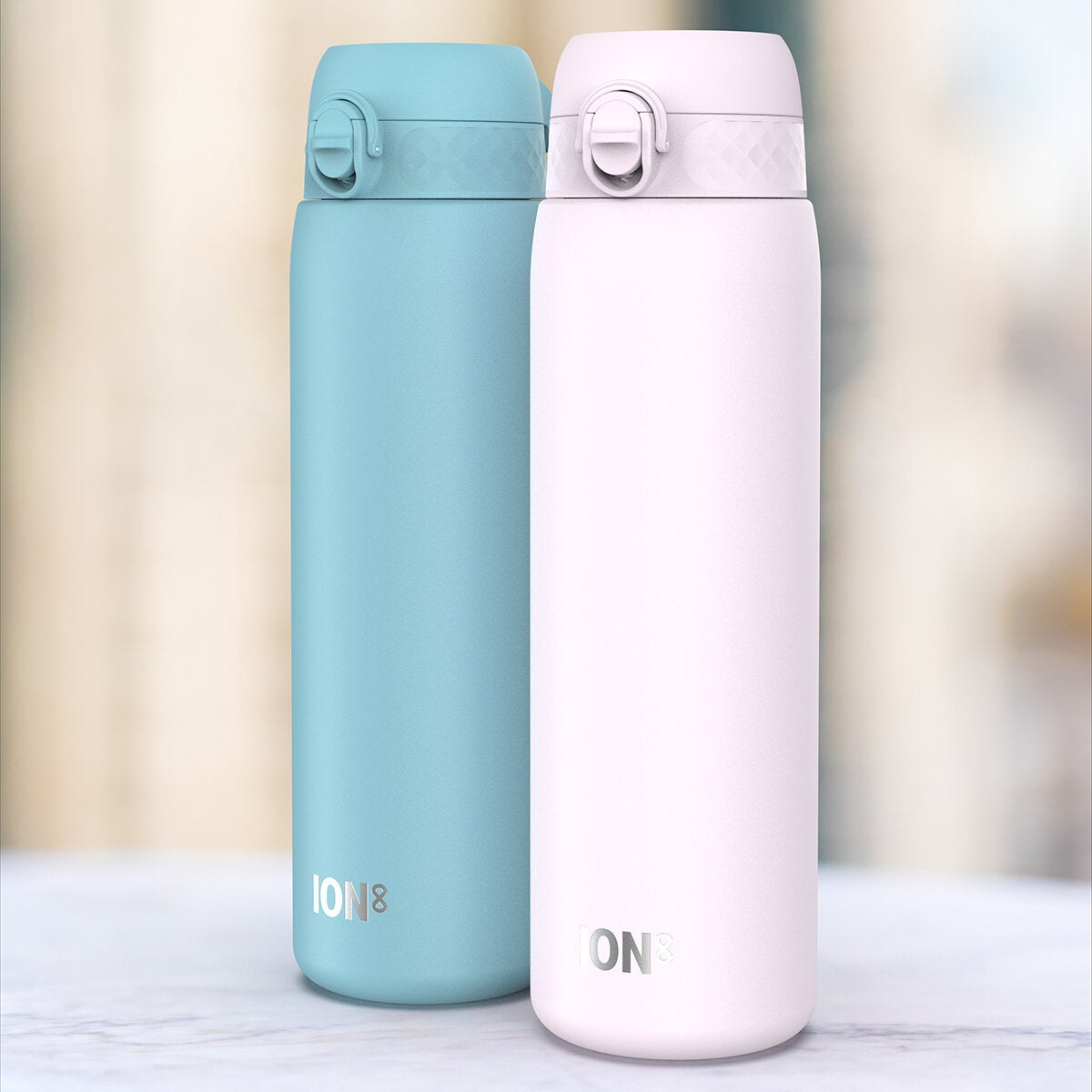 Ion8 Stainless Steel 1.2L Water Bottle, 2 Pack in Two Colour Combinations - Blue