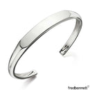 Fred Bennett Sterling Silver Flat Top Bangle, Personalisation Available