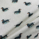 Digital Cotton Animal Linen Fabric, Dachshund Dogs