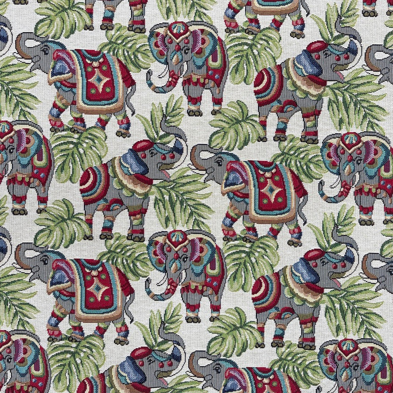 Indian Elephants Heavy Tapestry Upholstery Fabric 140cm