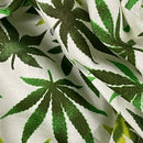Cannabis Green Leaf Cotton Poplin Fabric Rose & Hubble Craft Material 45" Ivory