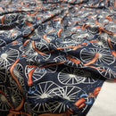 Chain & Belt Print 100% Viscose Dress Fabric, Navy