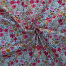27m Blossom Floral Flowers 100% Cotton Poplin Fabric Rose & Hubble 45", Ivory - Bull Ring Fabrics