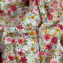 27m Blossom Floral Flowers 100% Cotton Poplin Fabric Rose & Hubble 45", Ivory - Bull Ring Fabrics