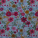27m Blossom Floral Flowers 100% Cotton Poplin Fabric Rose & Hubble 45", Ivory - Bull Ring Fabrics