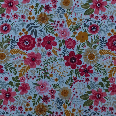 27m Blossom Floral Flowers 100% Cotton Poplin Fabric Rose & Hubble 45", Ivory - Bull Ring Fabrics