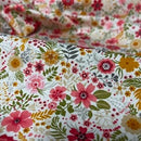 27m Blossom Floral Flowers 100% Cotton Poplin Fabric Rose & Hubble 45", Ivory - Bull Ring Fabrics