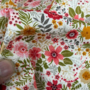 27m Blossom Floral Flowers 100% Cotton Poplin Fabric Rose & Hubble 45", Ivory - Bull Ring Fabrics