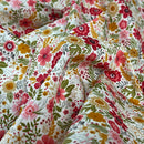 27m Blossom Floral Flowers 100% Cotton Poplin Fabric Rose & Hubble 45", Ivory - Bull Ring Fabrics