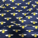 27m Roll Bee's 100% Cotton Poplin Fabric Rose & Hubble 112cm, Navy - Bull Ring Fabrics