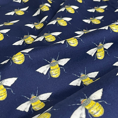 27m Roll Bee's 100% Cotton Poplin Fabric Rose & Hubble 112cm, Navy - Bull Ring Fabrics